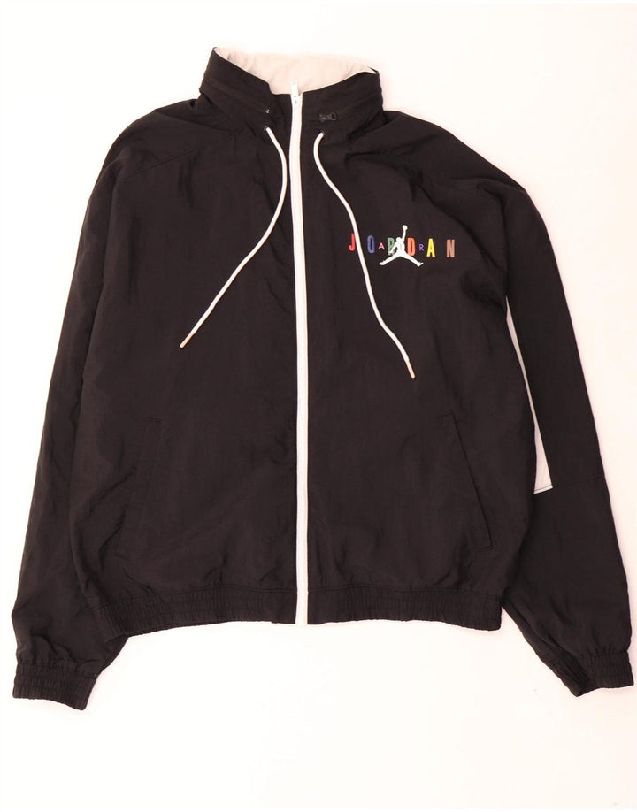 Jordan Herren-Trainingsanzugoberteil mit Grafik, Mittelschwarzes Farbblock-Polyester
