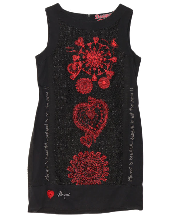 Desigual Damen Grafisches ärmelloses Etuikleid EU 40 Mittelschwarz Paisley