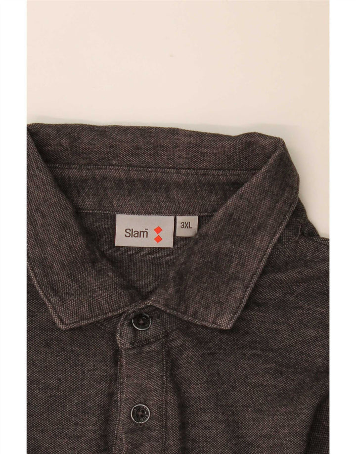 Slam Herren Langarm-Poloshirt 3XL Grau meliert