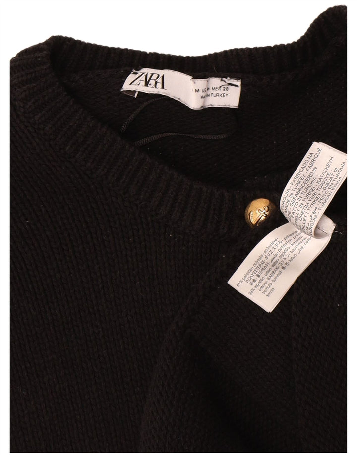 Zara Damen-Cardigan-Pullover UK 14 Mittelschwarzes Polyester
