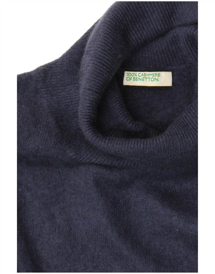 Benetton Damen-Pullover mit Rollkragen, Größe S, Marineblau, Kaschmir