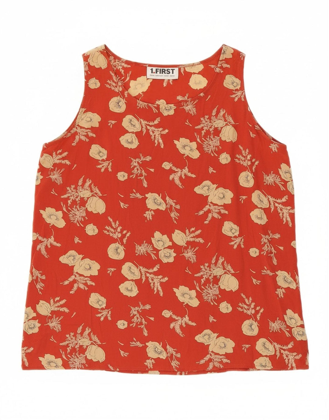 VINTAGE Womens Sleeveless Blouse Top EU 40 Medium Red Floral Silk Vintage Vintage and Second-Hand Vintage from Messina Hembry 
