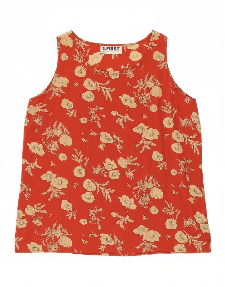 VINTAGE Womens Sleeveless Blouse Top EU 40 Medium Red Floral Silk Vintage Vintage and Second-Hand Vintage from Messina Hembry 