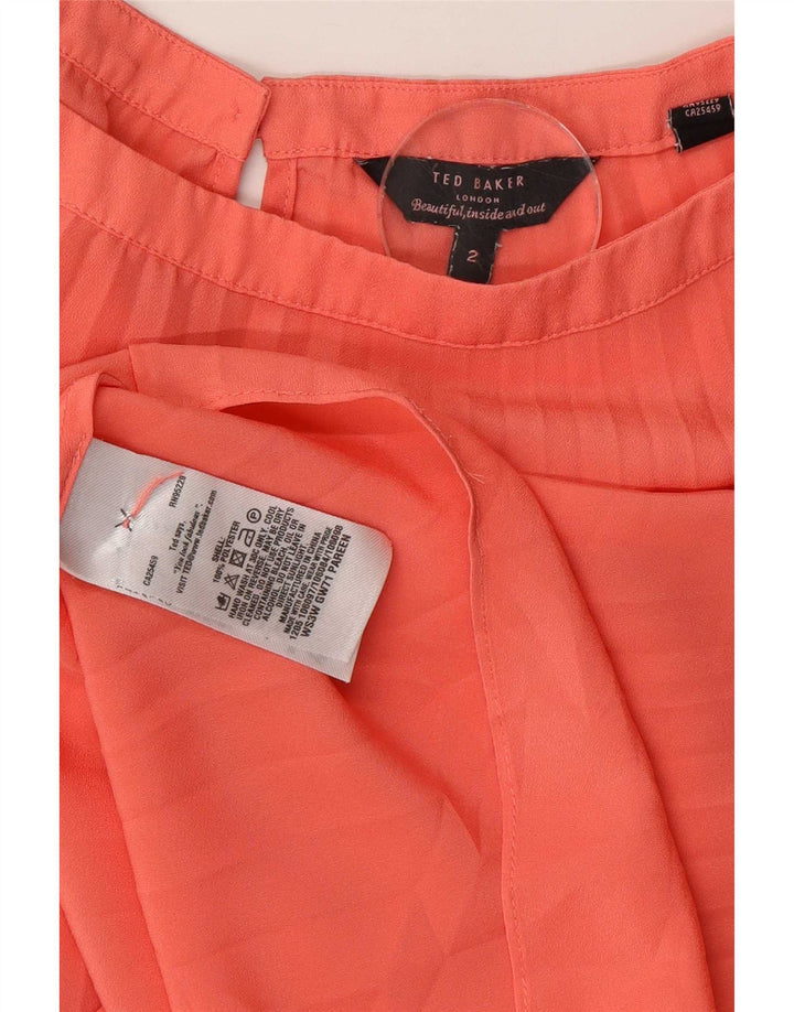 Übergroßes Blusenoberteil für Damen von Ted Baker, Größe 2, klein, rosa gestreift, Polyester