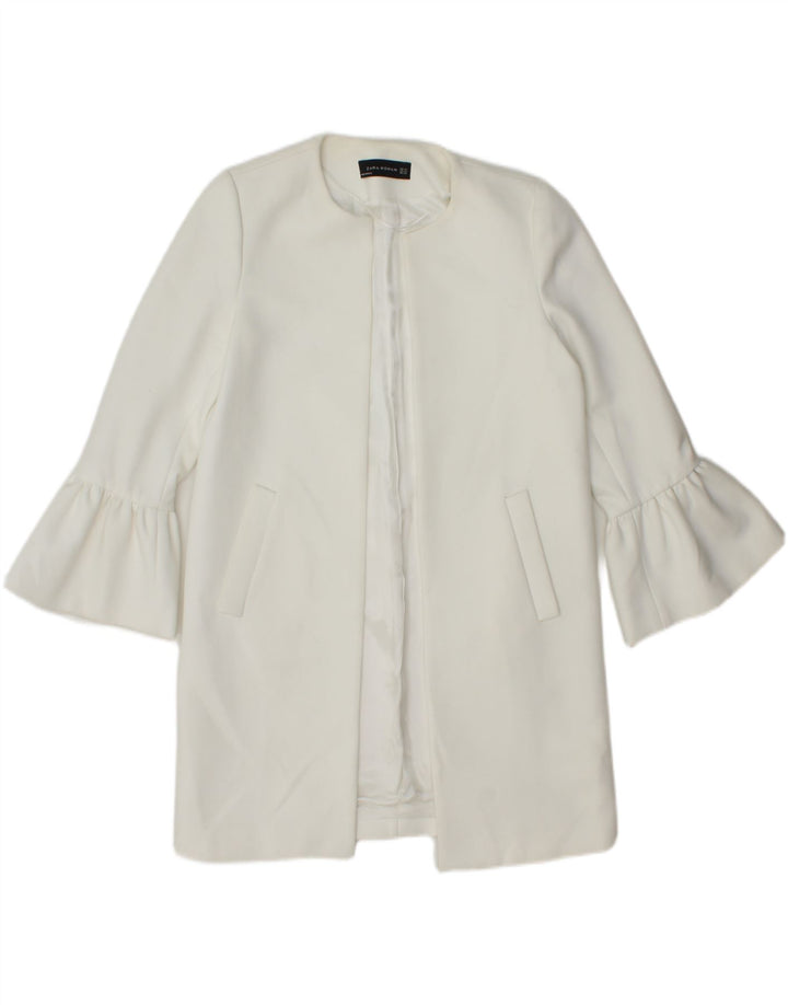 ZARA Womens Oversized Open Overcoat UK 6 XS White Polyester