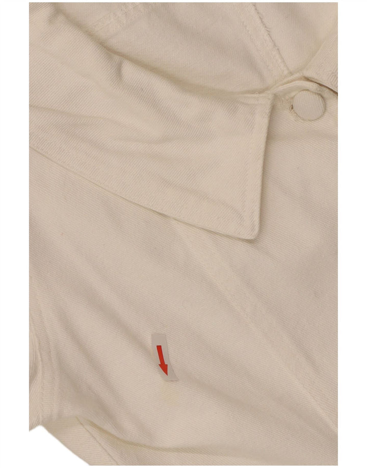 Vintage Damen Kurzarm-Hemdbluse UK 12 Mittelweiß