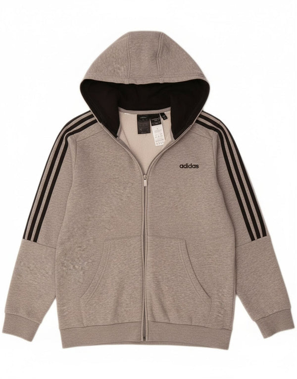 Adidas Jungen-Kapuzenpullover mit Reißverschluss, 12–13 Jahre, grau gefleckte Baumwolle