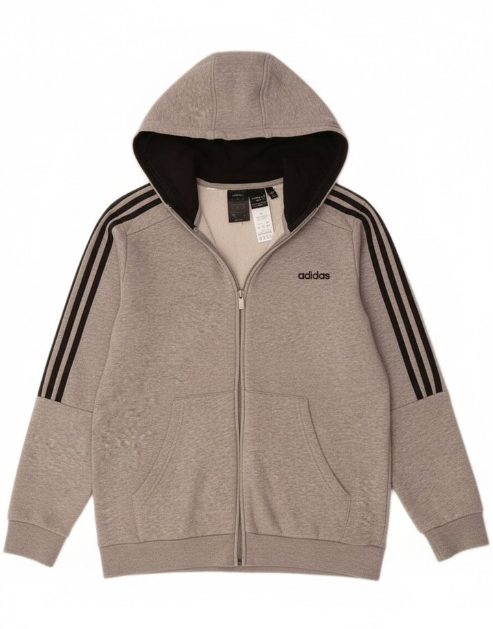 Adidas Jungen-Kapuzenpullover mit Reißverschluss, 12–13 Jahre, grau gefleckte Baumwolle