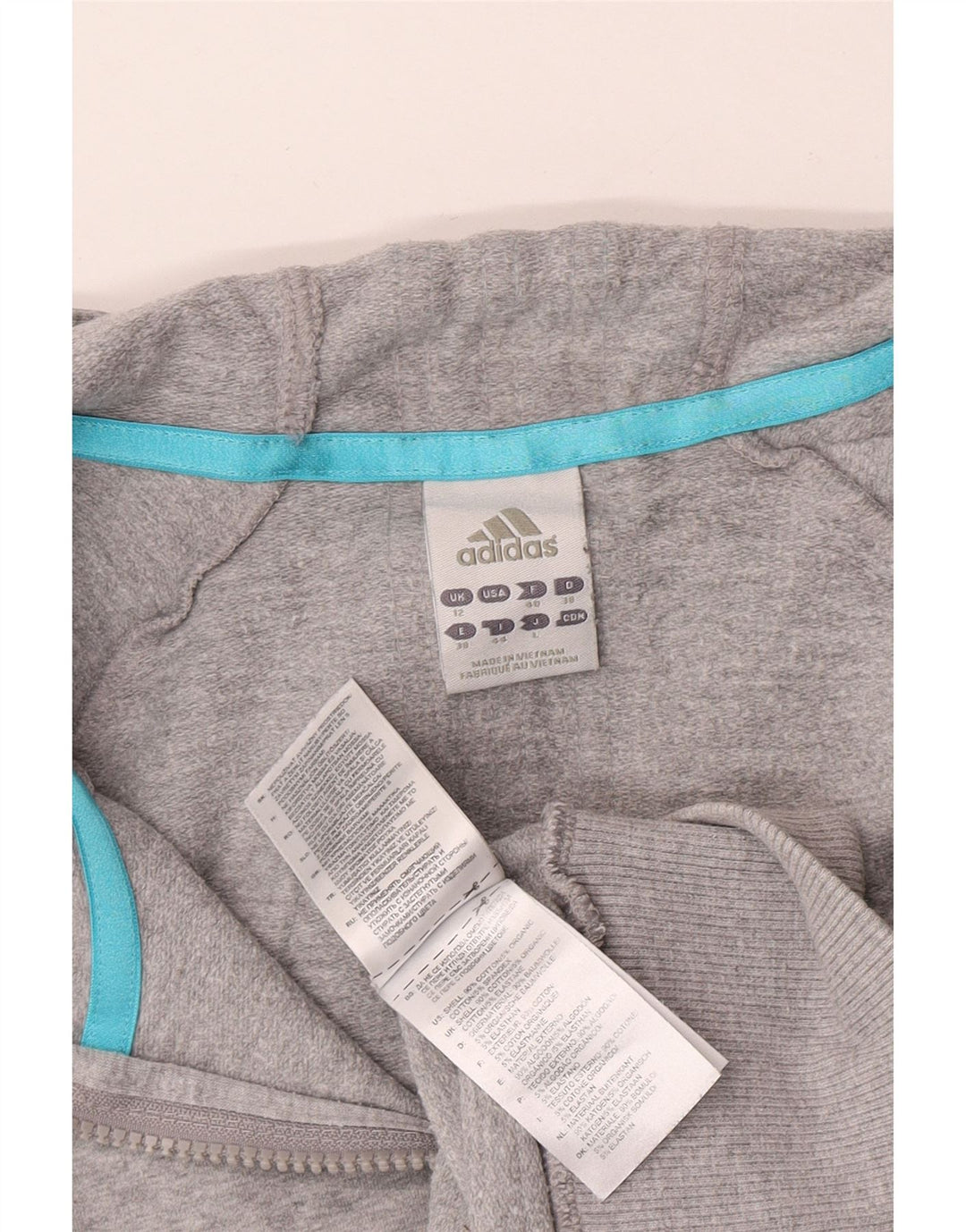 Adidas Damen Zip Hoodie Pullover UK 12 Mittelgraue Baumwolle