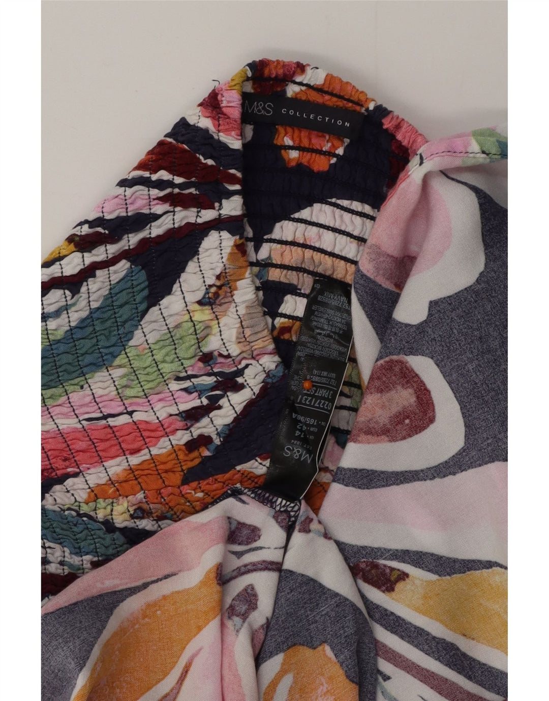 MARKS & SPENCER Damen trägerloses Kleid UK 14 Medium Mehrfarbig mit Blumenmuster