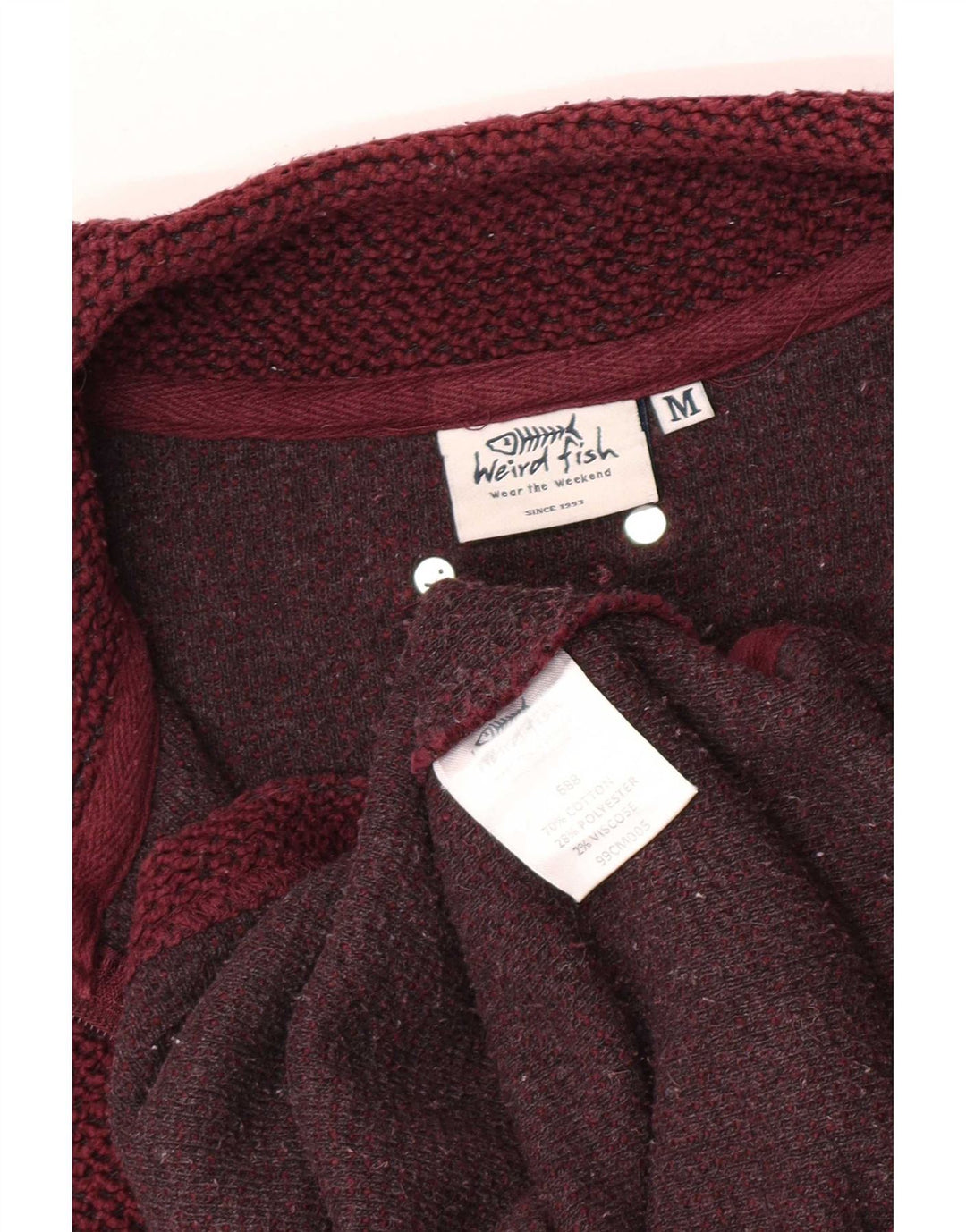 Weird Fish Herren-Sweatshirt mit Reißverschluss am Hals, mittlere Burgunder-Baumwolle