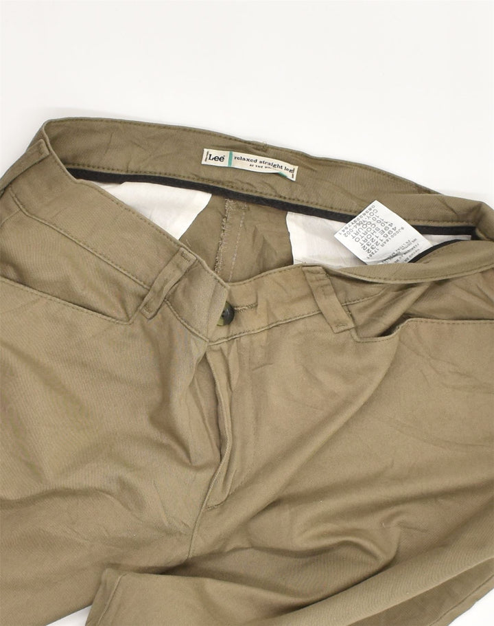 LEE Womens Short Straight Casual Trousers US 10 Large W30 L28 Brown Cotton | Vintage Lee | Thrift | Second-Hand Lee | Used Clothing | Messina Hembry 