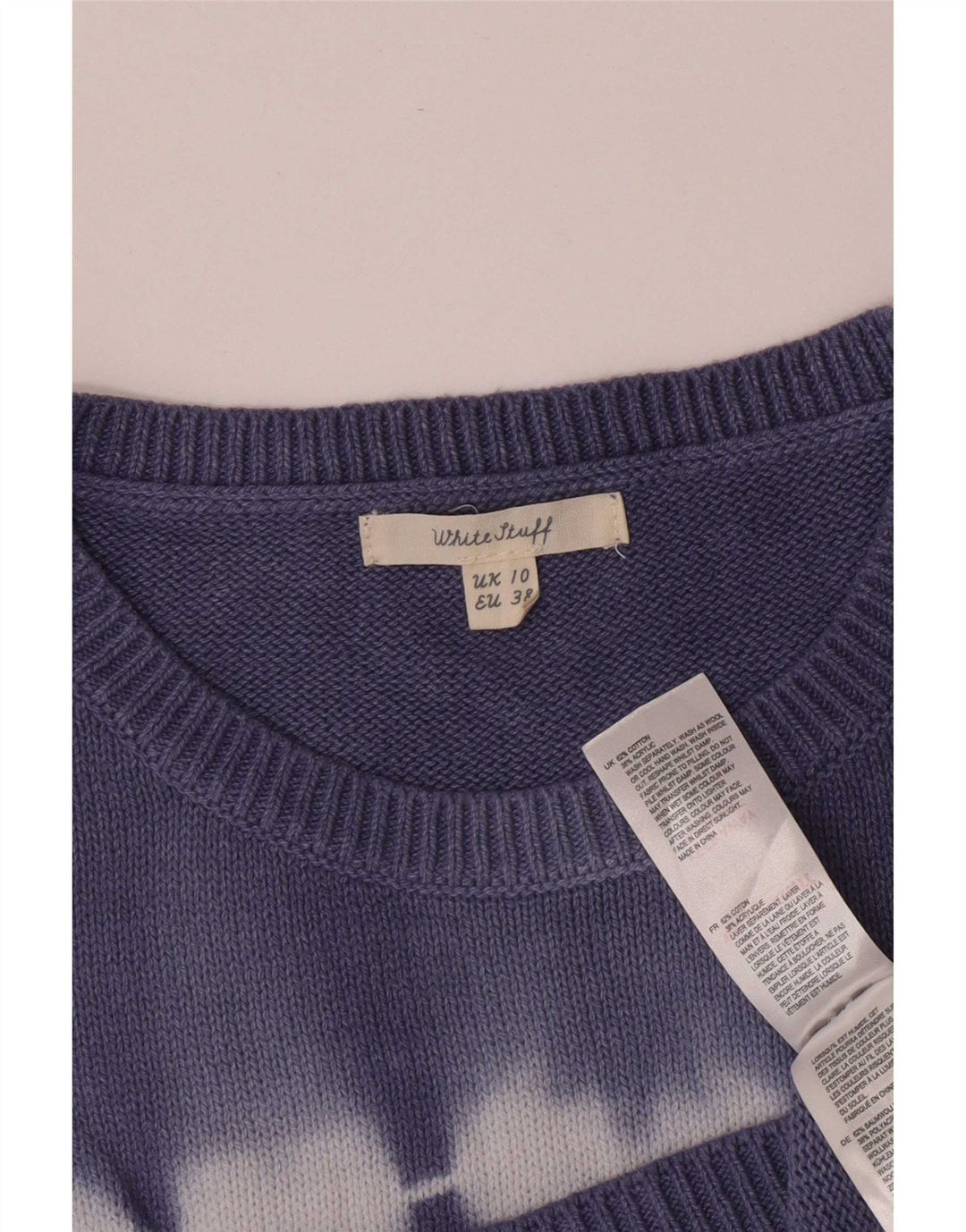 White Stuff Damen-Trägershirt, Gr. 10, Größe S, blau, Batik-Baumwolle