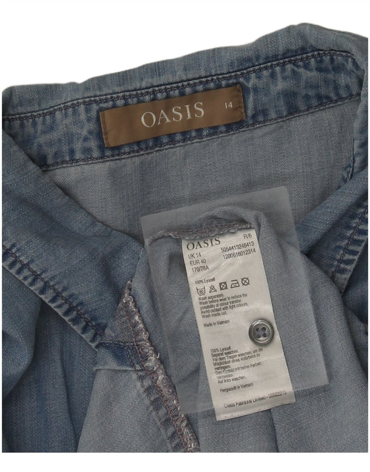 OASIS Damen Jeanshemd UK 14 Large Blau Lyocell