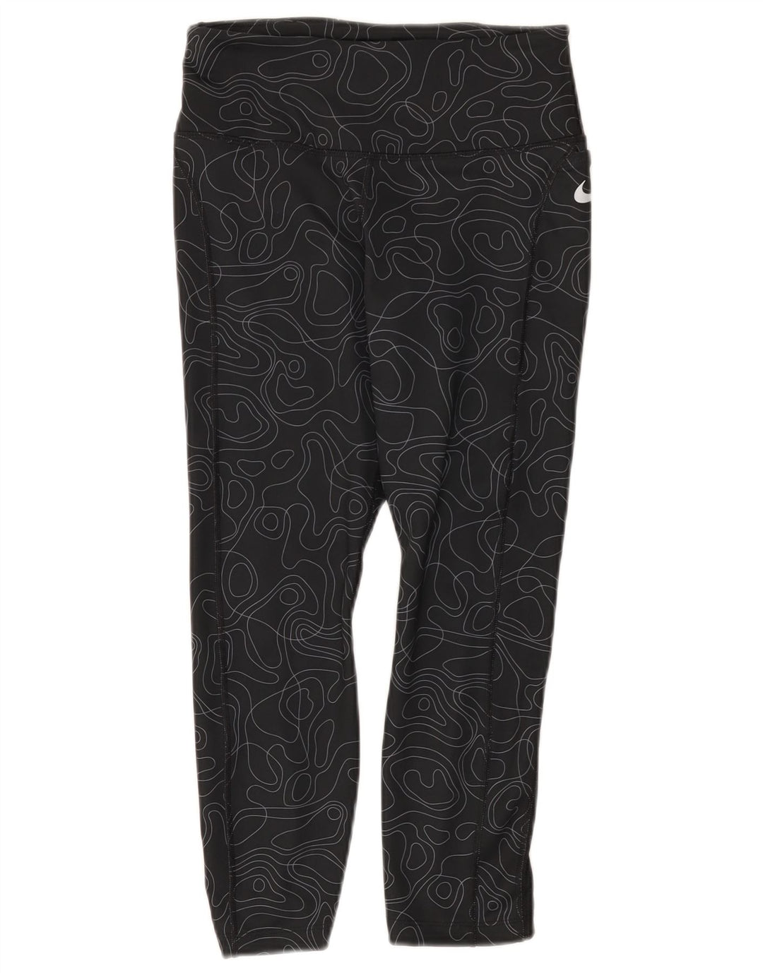 Nike Damen Dri Fit Capri Leggings UK 8 Small Schwarz Geometrisch
