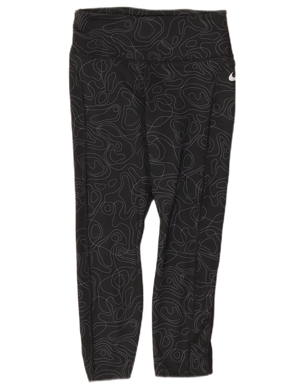 Nike Damen Dri Fit Capri Leggings UK 8 Small Schwarz Geometrisch