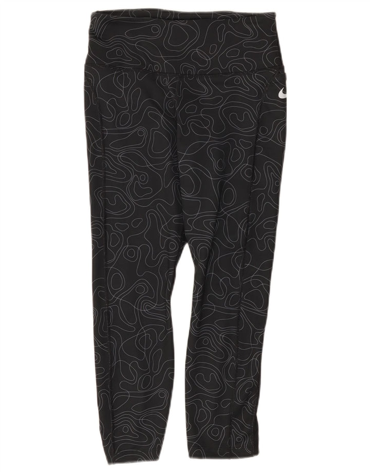 Nike Damen Dri Fit Capri Leggings UK 8 Small Schwarz Geometrisch