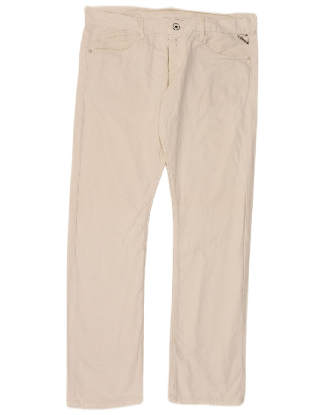 Replay Herren Straight Jeans W38 L34 Weiße Baumwolle