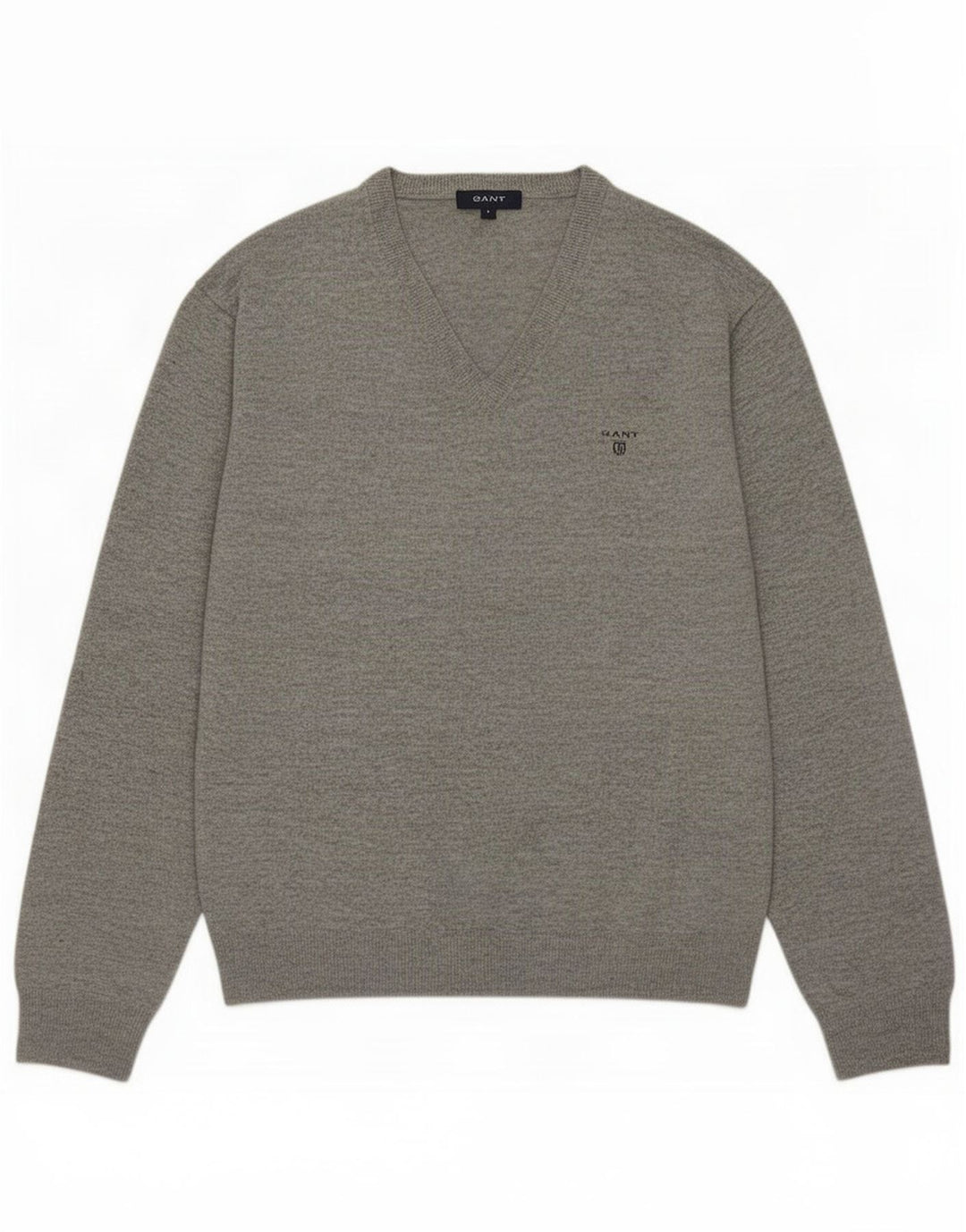 Gant Herren-Pullover mit V-Ausschnitt, groß, graue Lammwolle