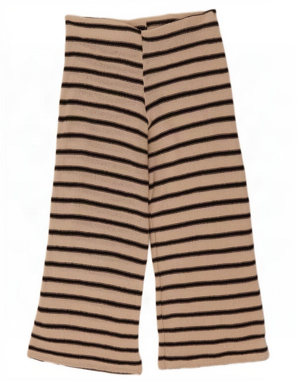 Zara Damen Strick-Trainingshose UK 14 Large Beige gestreift