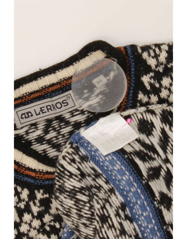 Lerros Herren-Pullover mit Rundhalsausschnitt, mittelschwarz, Fair-Isle-Wolle