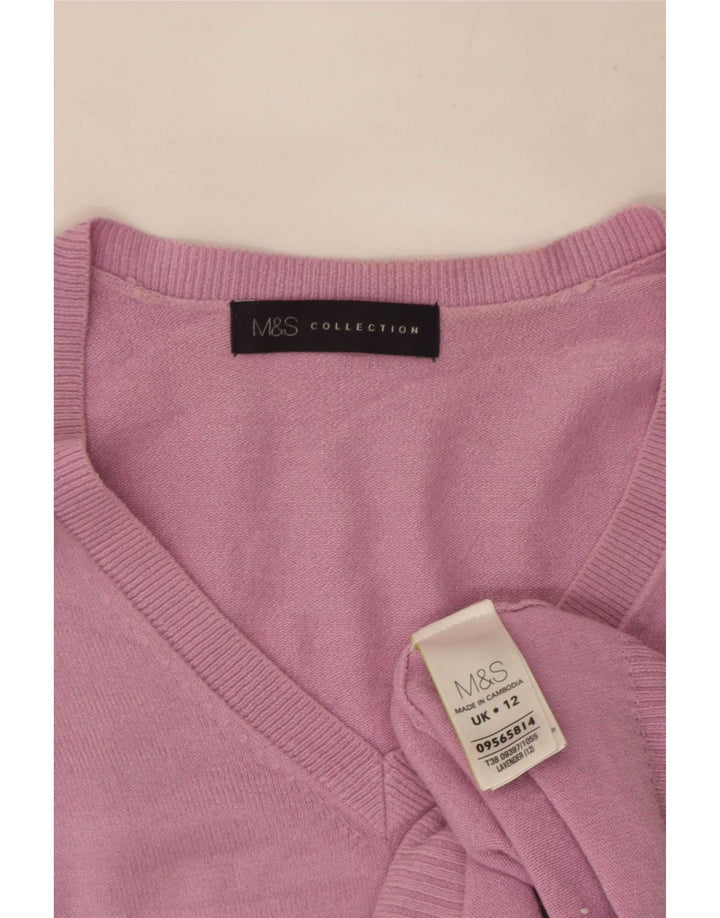 Marks & Spencer Damen-Pullover mit V-Ausschnitt, UK 12, Mittelviolett, Acryl