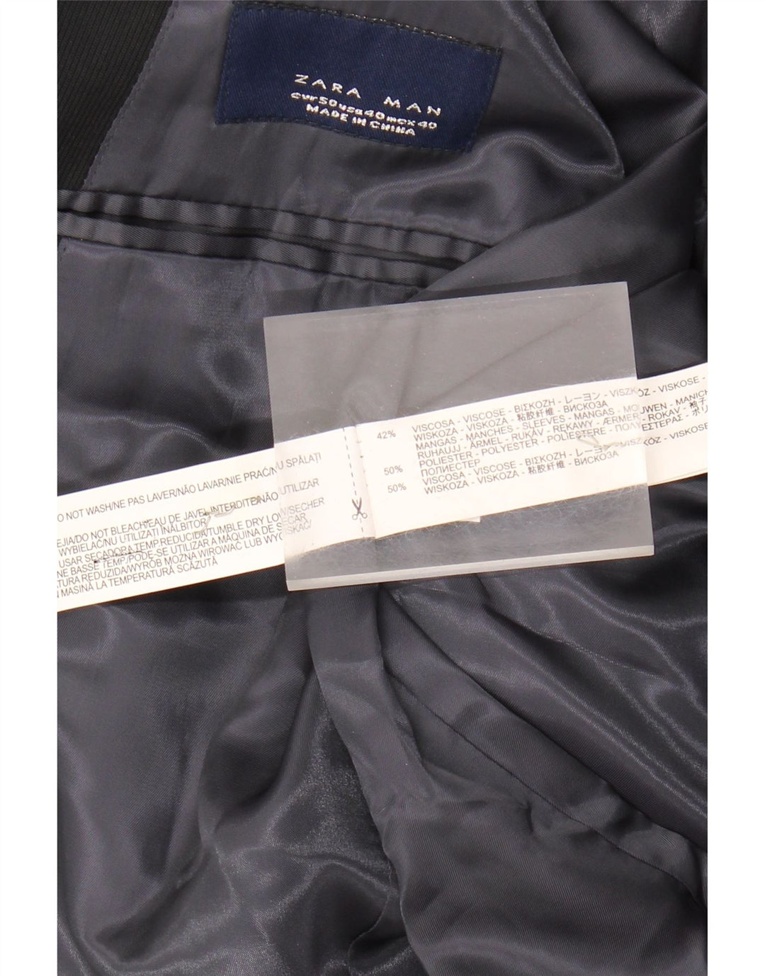 Zara Herren-Blazer mit 2 Knöpfen, EU 50, mittelschwarze Viskose
