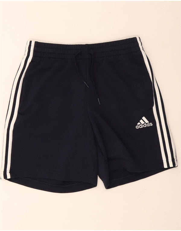 ADIDAS Damen Sportshorts UK 12 Medium Marineblau Baumwolle