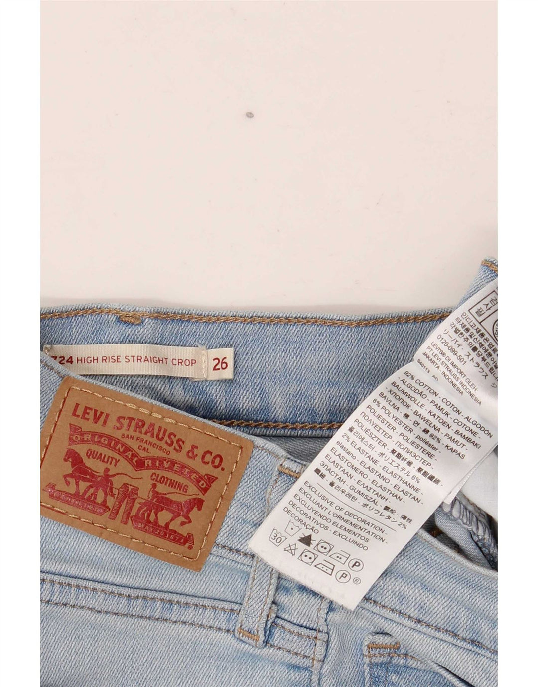 Levi's Damen 724 High Rise Denim Shorts W26 Small Blaue Baumwolle