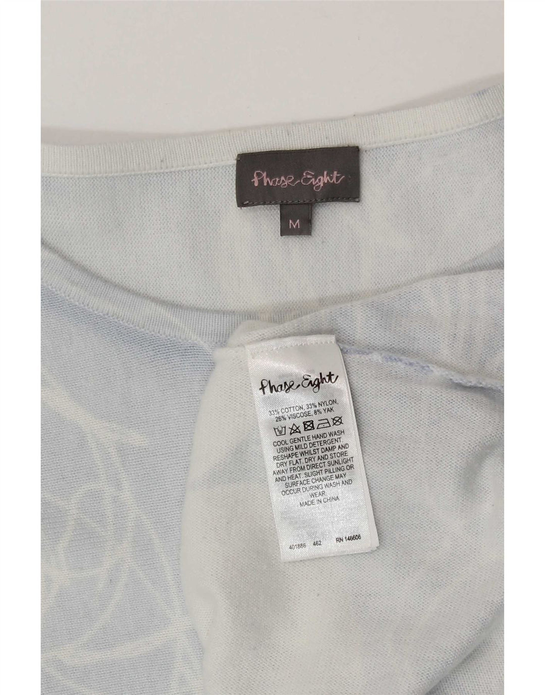 Phase Eight Damen-Top, 3/4-Ärmel, UK-Größe 12, mittelblau, geblümt, Baumwolle