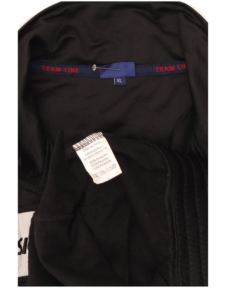 Asics Herren-Trainingsanzug mit grafischem Oberteil, XL, Schwarz, Farbblock-Polyester