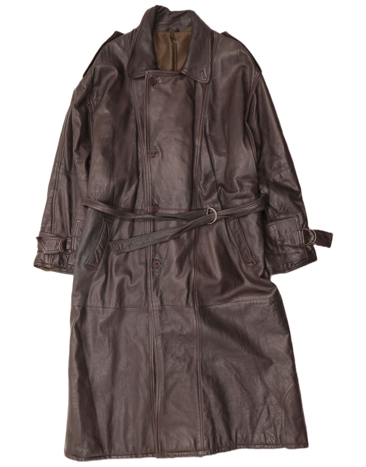 MAX MOSER Herren Ledermantel IT 56 3XL Braunes Leder