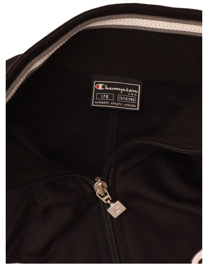Champion Jungen-Trainingsanzugoberteil mit lockerer Passform, 15–16 Jahre, schwarzes Polyester