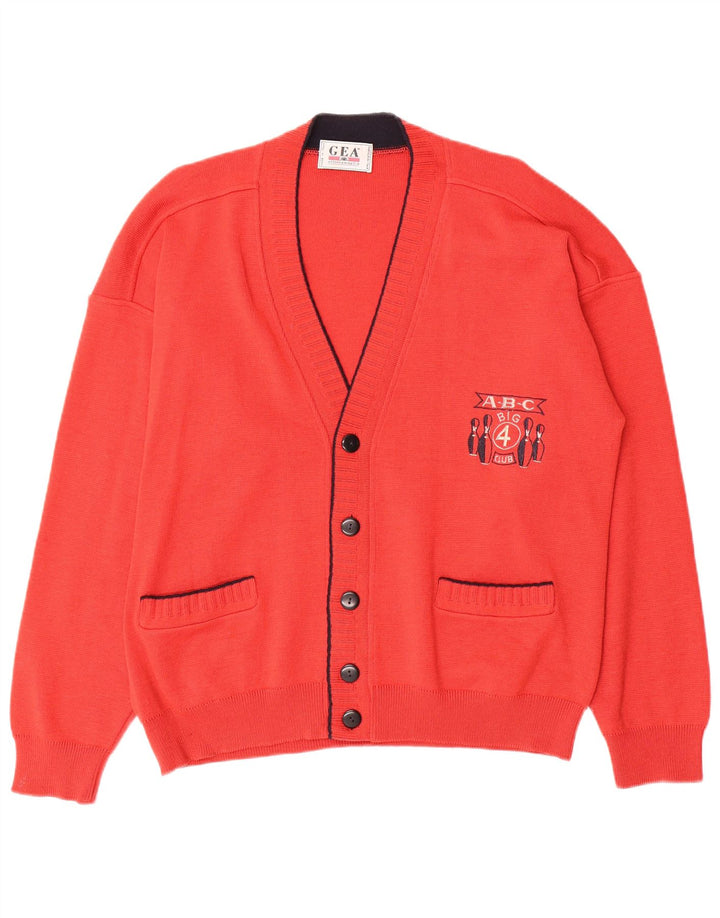 Vintage Herren Cardigan Pullover IT 50 Mittelrote Wolle