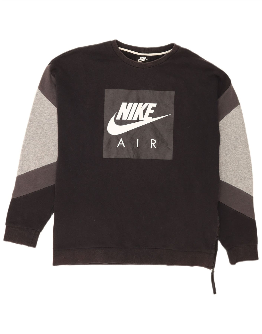 Nike Herren-Sweatshirt mit Grafik, lockerer Passform, Mittelschwarz, Farbblock