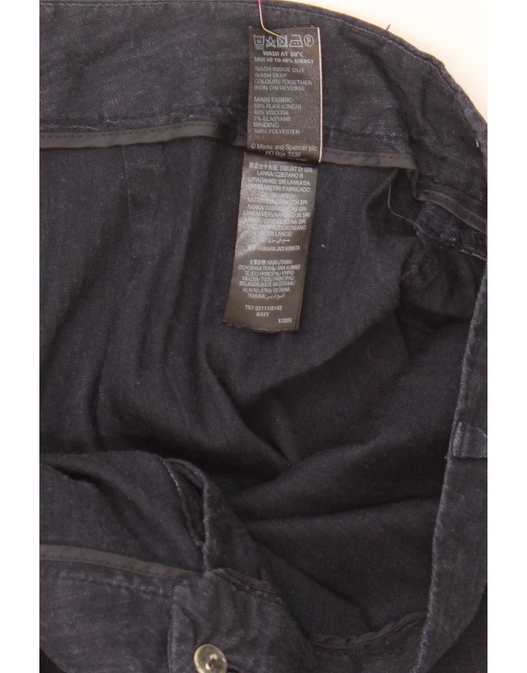 Marks & Spencer Damen-Kurzhose W36 L25 Marineblaues Leinen