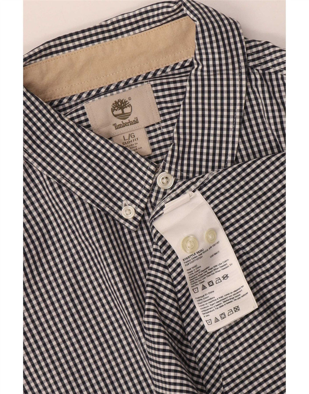 Timberland Herren-Slim-Fit-Hemd, groß, marineblau, Gingham-Baumwolle