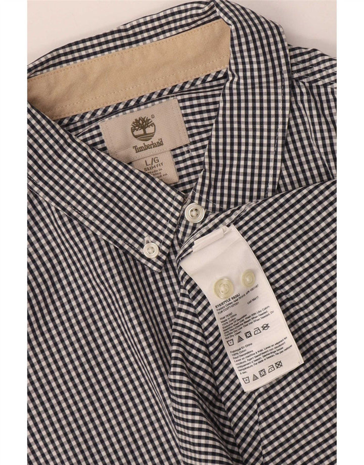 Timberland Herren-Slim-Fit-Hemd, groß, marineblau, Gingham-Baumwolle