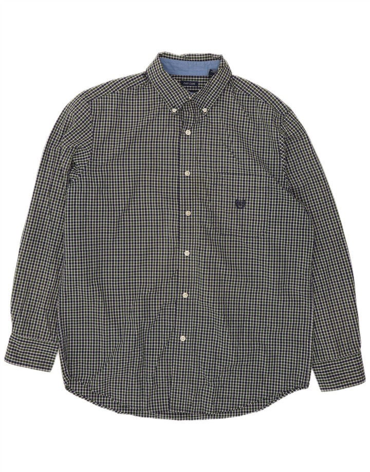 Chaps Herren-Hemd mit klassischer Passform, mittelgrüne Gingham-Baumwolle
