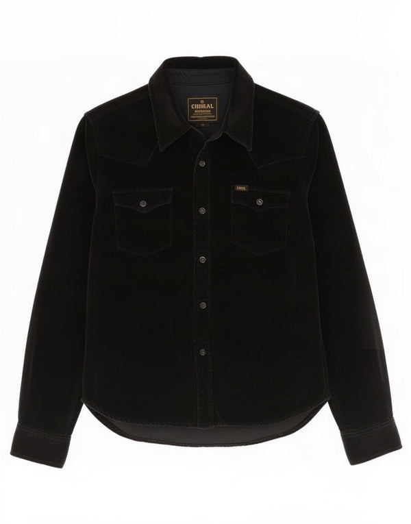 Lee Womens Velvet Shirt UK 14 Mittelschwarze Baumwolle