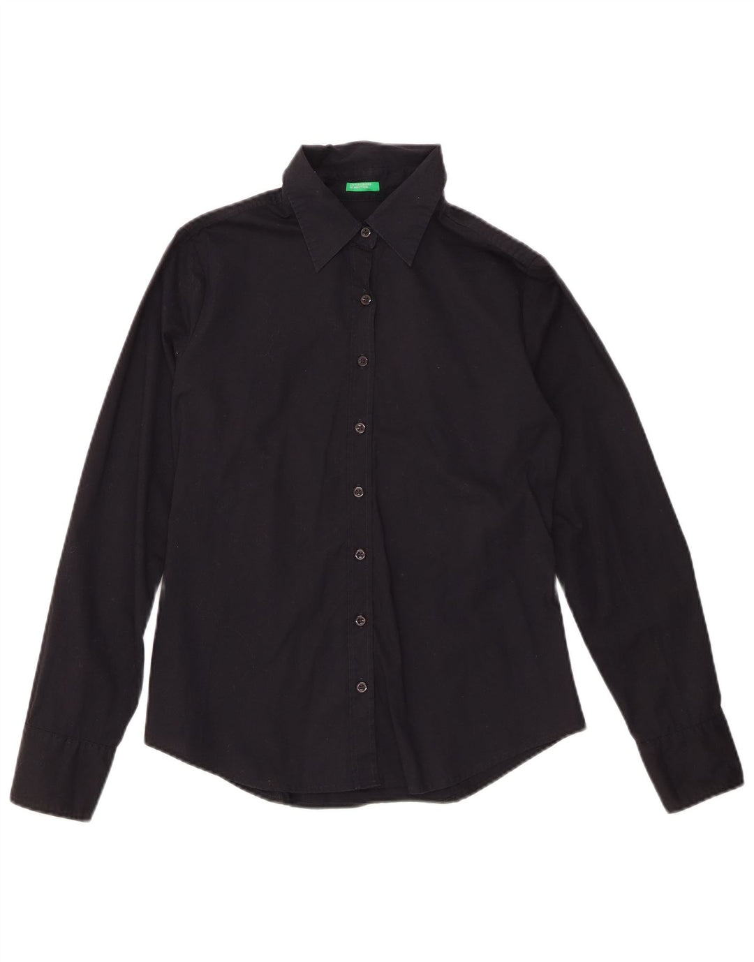 BENETTON Damen-Hemd UK 12 Medium Schwarz