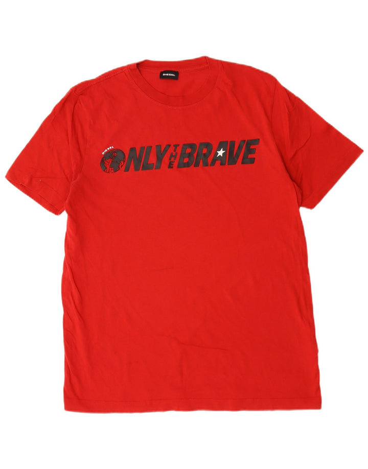Diesel Herren Grafik-T-Shirt-Oberteil aus mittelroter Baumwolle