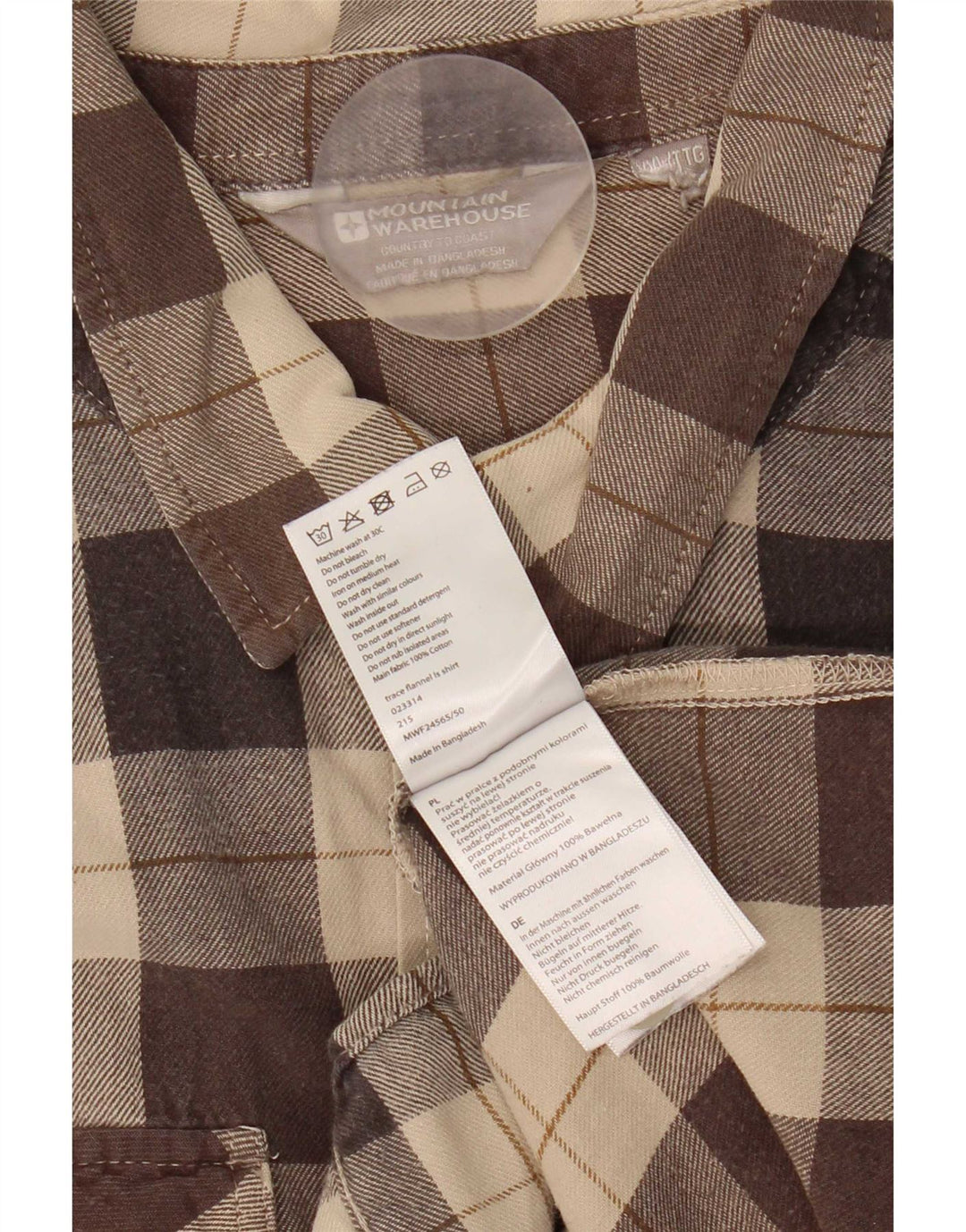 Mountain Warehouse Herren-Flanellhemd 2XL, braun karierte Baumwolle