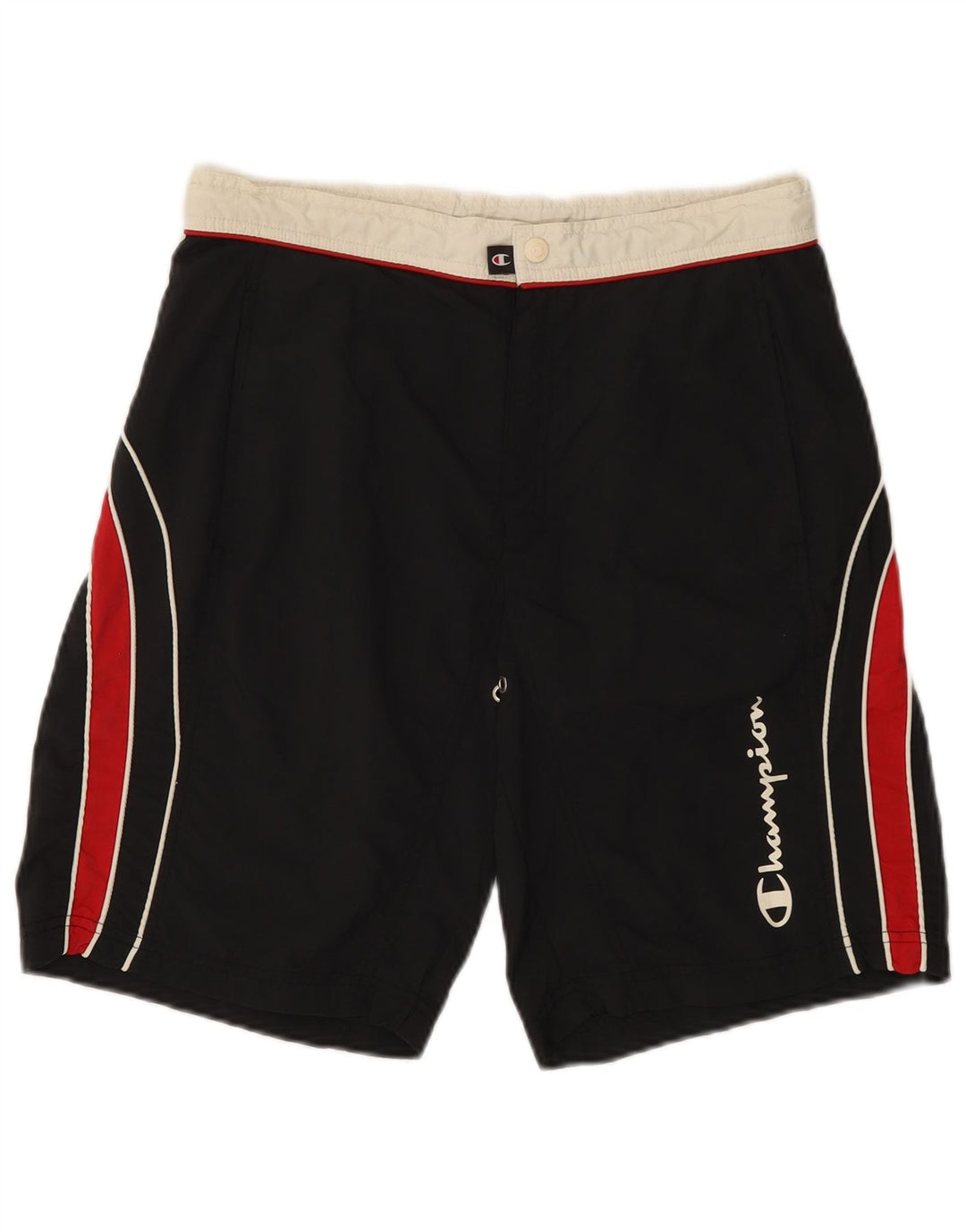 CHAMPION Herren-Badeshorts mit Grafik, Größe S, Schwarz, Colourblock-Polyamid