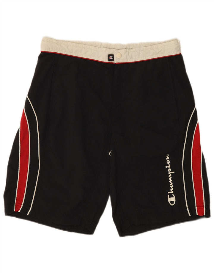 CHAMPION Herren-Badeshorts mit Grafik, Größe S, Schwarz, Colourblock-Polyamid