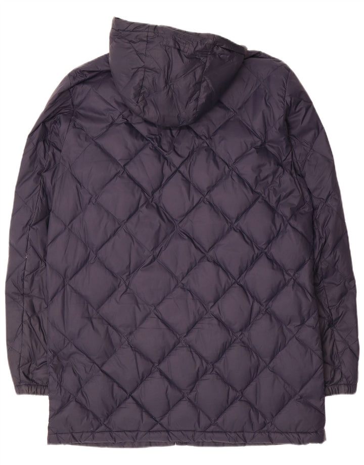 MASSIMO DUTTI Wattierter Damenmantel mit Kapuze, UK 16, großes marineblaues Polyamid