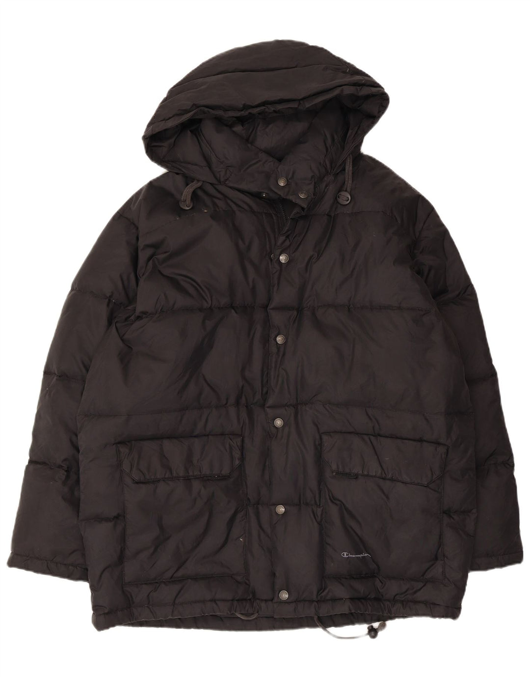 Champion Herren-Jacke mit Kapuze, gepolstert, UK 38, mittelschwarzes Nylon
