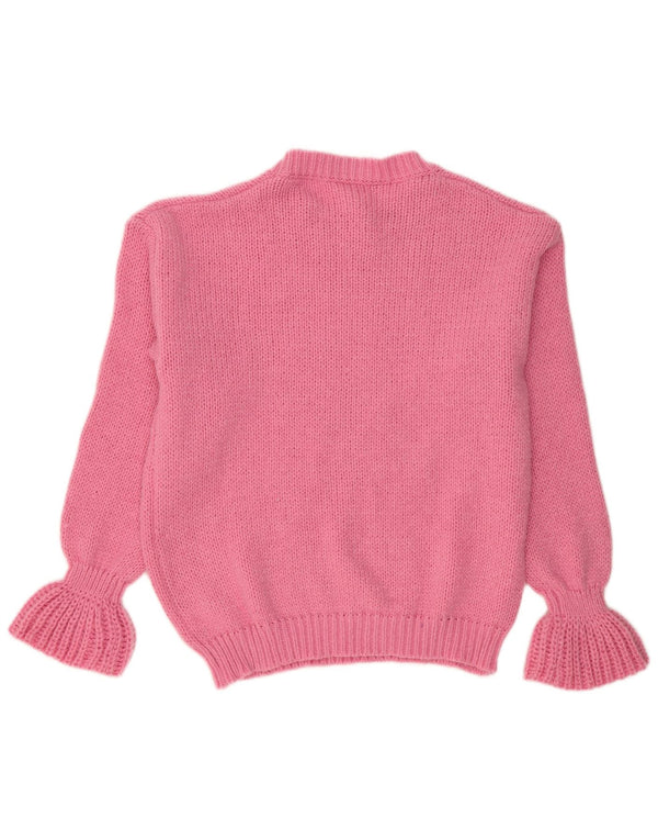 VINTAGE Damen Übergroßer Pullover mit U-Boot-Ausschnitt, UK 16, Größe L, Rosa