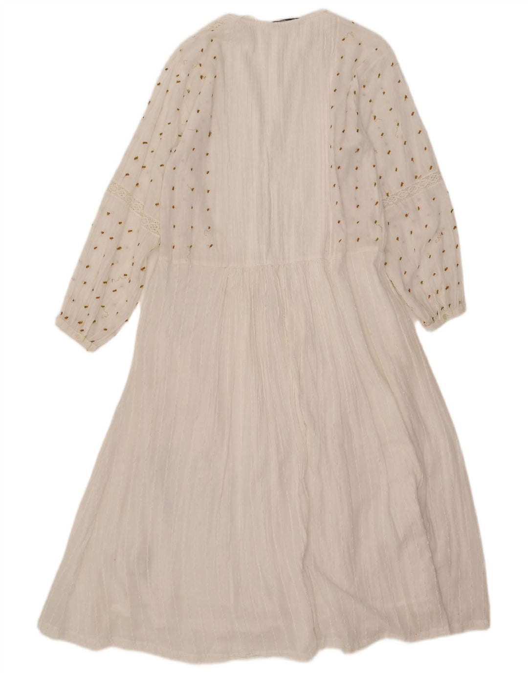 Langärmliges, übergroßes Maxikleid für Damen von Zara, Gr. 10, Größe S, weiß gepunktet