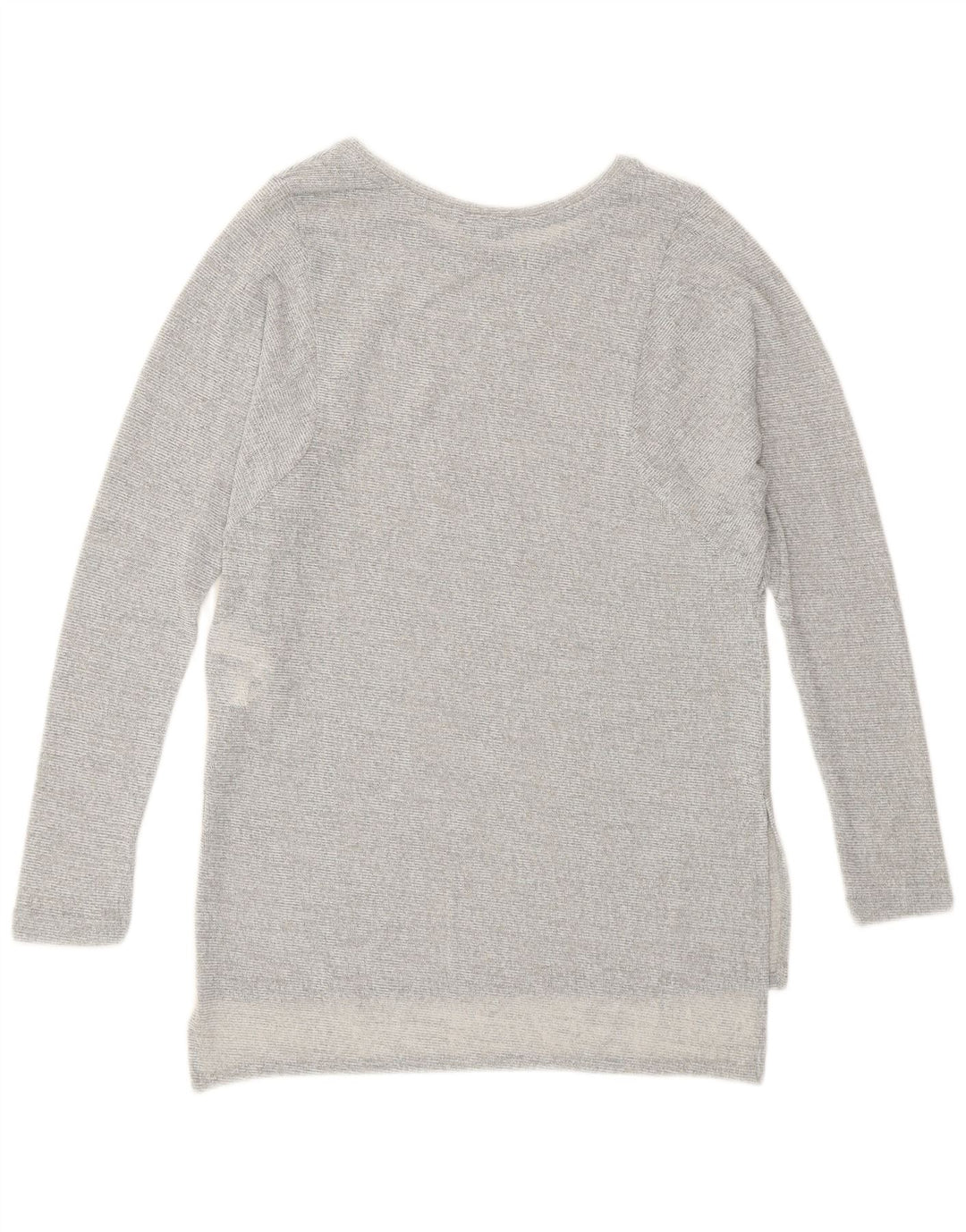 Zara Damen Longline Top Langarm UK 10 Small Grau geflecktes Polyester
